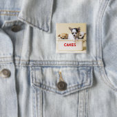 Drie chihuahua-puppies in taarttin vierkante button 5,1 cm (In situ)