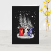 Drie Chihuahua Sneeuw Patriottisch Amerikaans Kers Kaart (Gele Bloem)