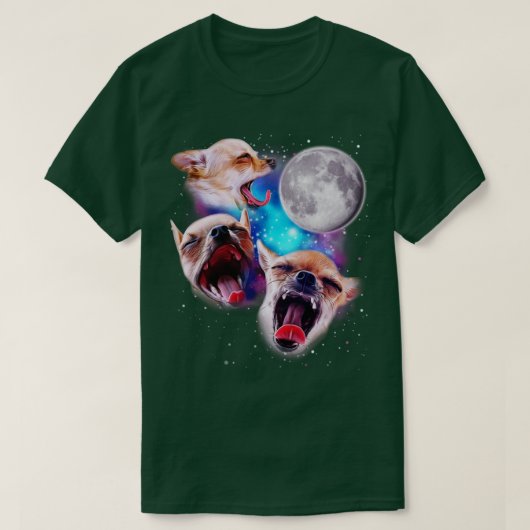 Drie Chihuahua's Howl bij de maan T-shirt (Design voorkant)