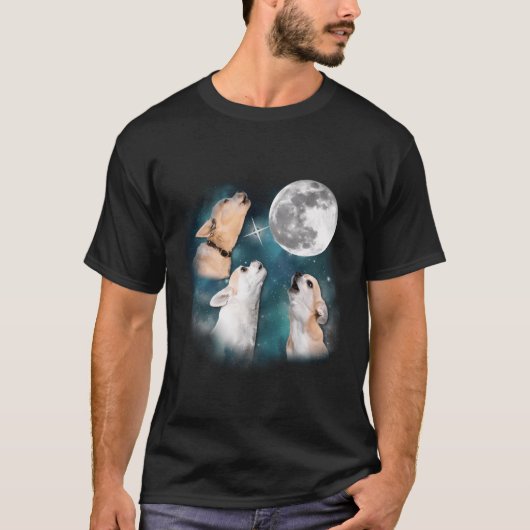 Drie Chihuahuas Howl bij Moon 3 Wolfs - Funny Wolv T-shirt (Voorkant)