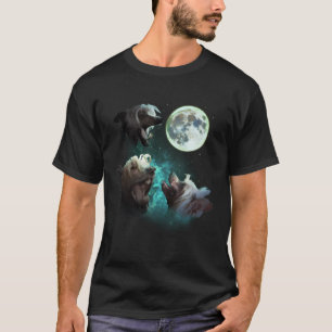 Drie Chinese kuifhonden huilen bij maan 3 wolf wol T-shirt