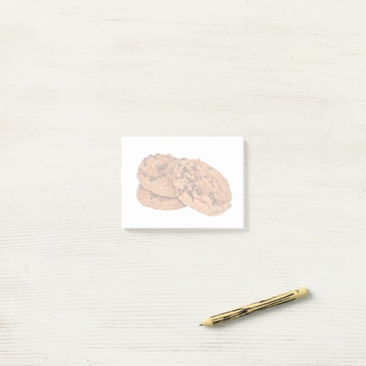 Drie chocolade koekjes post-it® notes (Op bureau)