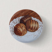 Drie chocolade ronde button 3,2 cm (Voorkant)