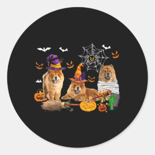 Drie Chow Chow honden heks Halloween mummie Y Ronde Sticker
