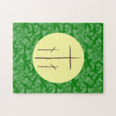 Drie Christelijke Crossenvariëteit op Groen Geel Legpuzzel (Horizontaal)