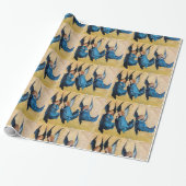 DRIE CHRISTMAS ANGELS IN BLAUW CADEAUPAPIER (Uitgerold)