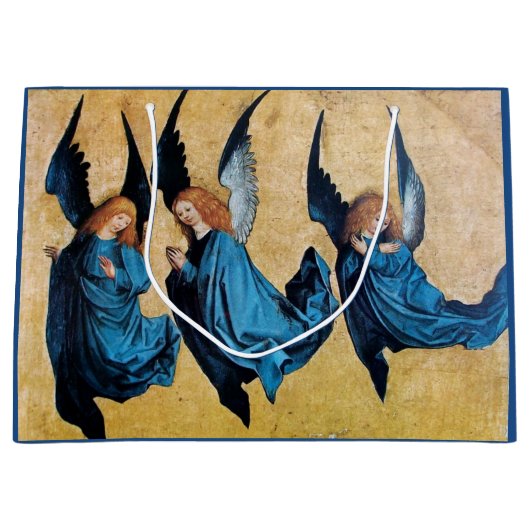 DRIE CHRISTMAS ANGELS IN BLAUW GROOT CADEAUZAKJE (Voorkant)