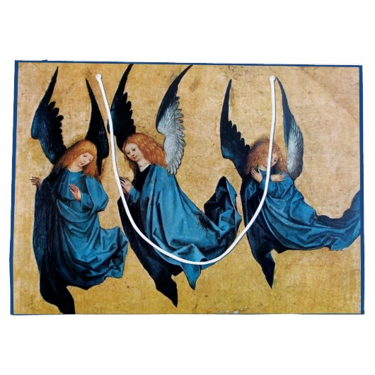 DRIE CHRISTMAS ANGELS IN BLAUW GROOT CADEAUZAKJE (Achterkant)