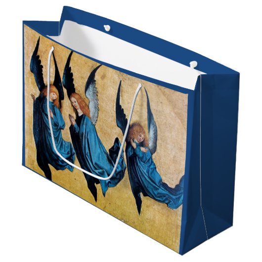 DRIE CHRISTMAS ANGELS IN BLAUW GROOT CADEAUZAKJE (Voorkant Gekanteld)