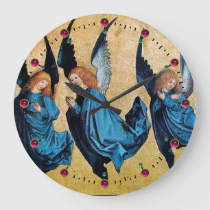 DRIE CHRISTMAS ANGELS IN BLAUW GROTE KLOK