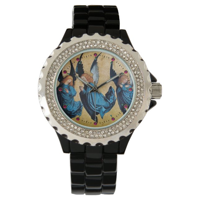 DRIE CHRISTMAS ANGELS IN BLAUW HORLOGE (Voorkant)