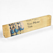 DRIE CHRISTMAS ANGELS IN BLAUW NAAMBORDJE