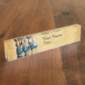 DRIE CHRISTMAS ANGELS IN BLAUW NAAMBORDJE (Zijkant)