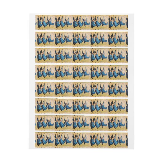 DRIE CHRISTMAS ANGELS IN BLAUW OMWIKKELBAAR ADRESLABEL (Vel)