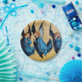 DRIE CHRISTMAS ANGELS IN BLAUW PAPIEREN BORDJE (Feest)