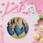 DRIE CHRISTMAS ANGELS IN BLAUW PAPIEREN BORDJE (Feest)