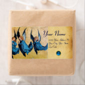 DRIE CHRISTMAS ANGELS IN BLAUW PARCHMENT, Sapphire Etiket (Insitu)