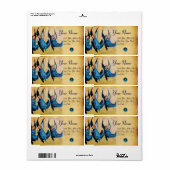 DRIE CHRISTMAS ANGELS IN BLAUW PARCHMENT, Sapphire Etiket (Full Sheet)