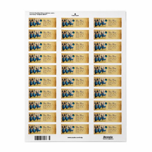 DRIE CHRISTMAS ANGELS IN BLAUW PARCHMENT, Sapphire Etiket (Full Sheet)