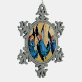 DRIE CHRISTMAS ANGELS IN BLAUW TIN SNEEUWVLOK ORNAMENT (Links)
