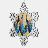 DRIE CHRISTMAS ANGELS IN BLAUW TIN SNEEUWVLOK ORNAMENT (Rechts)
