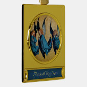 DRIE CHRISTMAS ANGELS IN BLAUW VERGULD BANNER ORNAMENT (Rechts)