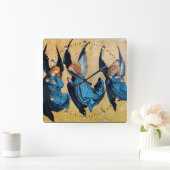 DRIE CHRISTMAS ANGELS IN BLAUW VIERKANTE KLOK (Huis)