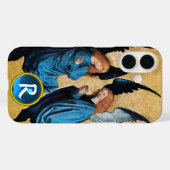 DRIE CHRISTMAS ANGELS IN BLUE GEM MONOGRAM Case-Mate iPhone CASE (Achterkant (horizontaal))