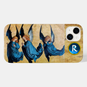 DRIE CHRISTMAS ANGELS IN BLUE PARCHMENT MONOGRAM Case-Mate iPhone 14 PLUS HOESJE