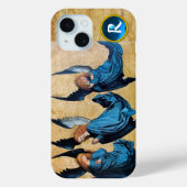 DRIE CHRISTMAS ANGELS IN BLUE PARCHMENT MONOGRAM Case-Mate iPhone CASE (Achterkant)