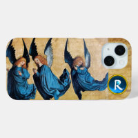 DRIE CHRISTMAS ANGELS IN BLUE PARCHMENT MONOGRAM