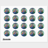 DRIE CHRISTMAS CAROLERS VAN SHARON SHARPE RONDE STICKER (Vel)