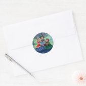 DRIE CHRISTMAS CAROLERS VAN SHARON SHARPE RONDE STICKER (Envelop)