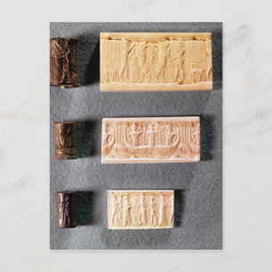 Drie cilinderzegels met indrukking briefkaart