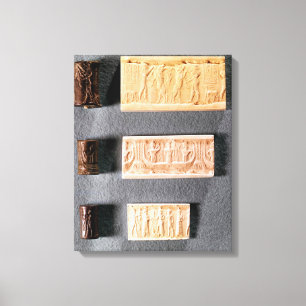 Drie cilinderzegels met indrukking canvas afdruk