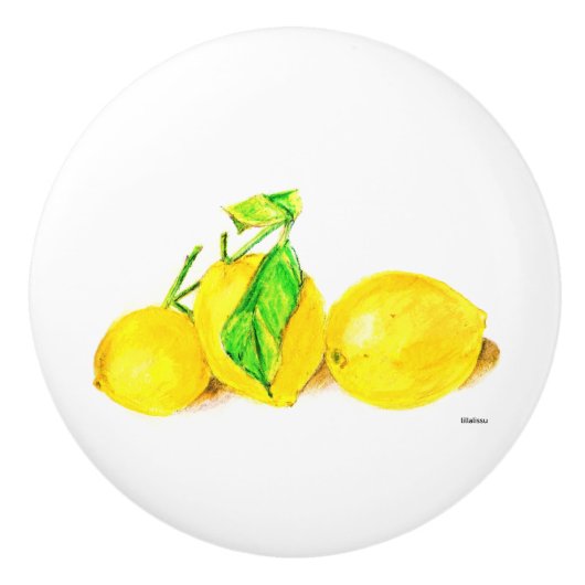 drie citroenen keramische knop (Voorkant)