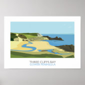 Drie Cliffs Bay - Poster voor spoorwegen (Voorkant)