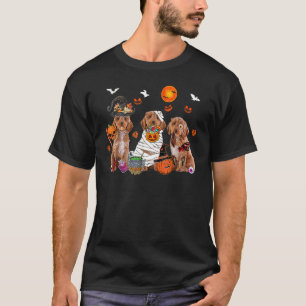 Drie Cockapoo Dogs Witch Scary Mummy Halloween T-shirt