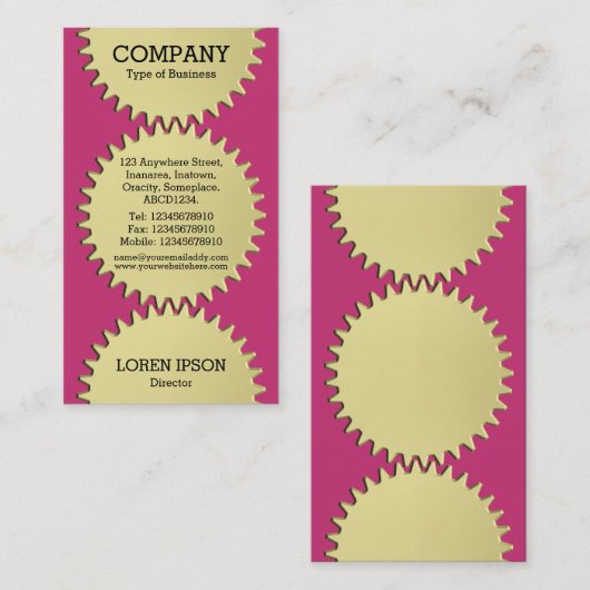 Drie cog Wheels - #C93476 Magenta Visitekaartje (Voorkant / Achterkant)