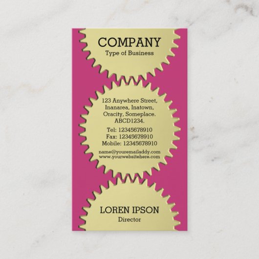Drie cog Wheels - #C93476 Magenta Visitekaartje (Voorkant)