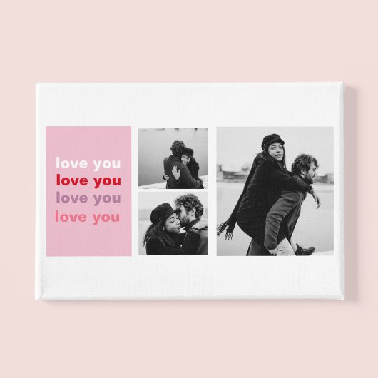 Drie collage foto | Colorful Love You Valentijn Canvas Afdruk