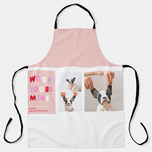 Drie collage foto | Dog Valentijns Gift Schort (Voorkant)