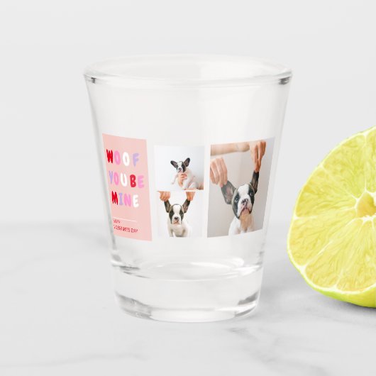 Drie collage foto | Dog Valentijns Gift Shot Glas (Voorkant)