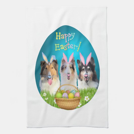 Drie Collie Bunny Theedoek (Verticaal)