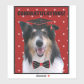 Drie Collies in afstudeerhoed Sticker (Vel)