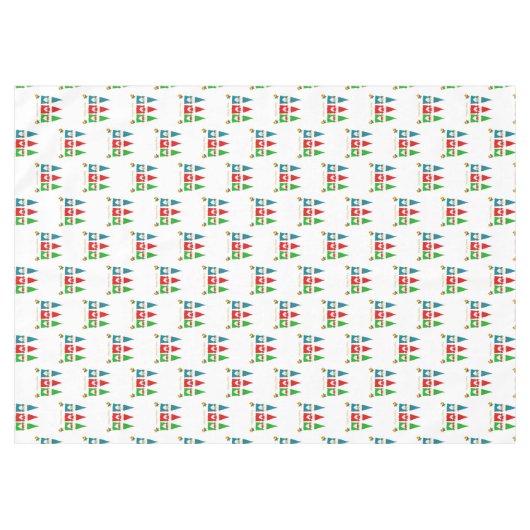 Drie Colorfu-kerstknomes op witte tablet Tafelkleed (Voorkant (Horizontaal))