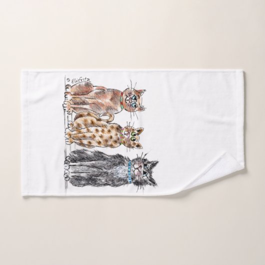 Drie coole kattenschets handdoek (Handdoek)