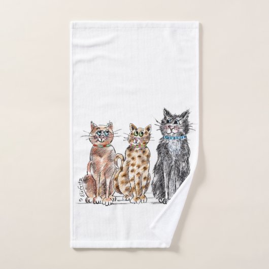 Drie coole kattenschets handdoek (Handdoek)