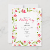 Drie Coral Pink Waterverf Flower Stem Pattern Kaart (Voorkant)