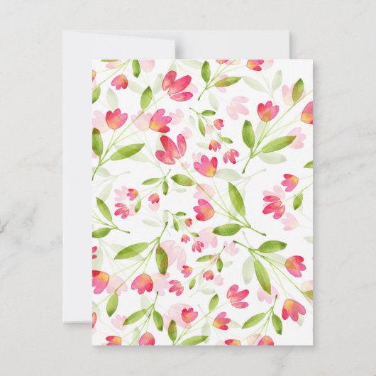 Drie Coral Pink Waterverf Flower Stem Pattern Kaart (Achterkant)